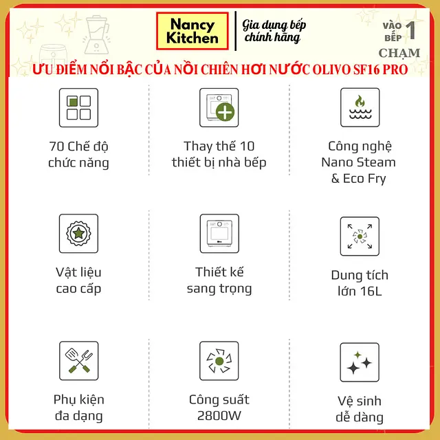 Nồi chiên hơi nước Olivo SF16 Pro - 11