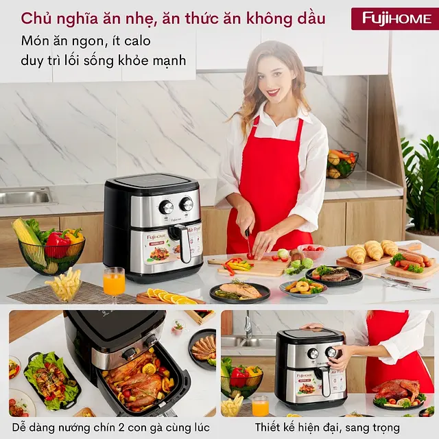 Nồi Chiên Không Dầu 9.2L Nhập Khẩu Fujihome - 3