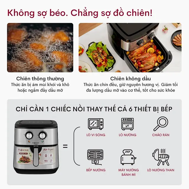 Nồi Chiên Không Dầu 9.2L Nhập Khẩu Fujihome - 4