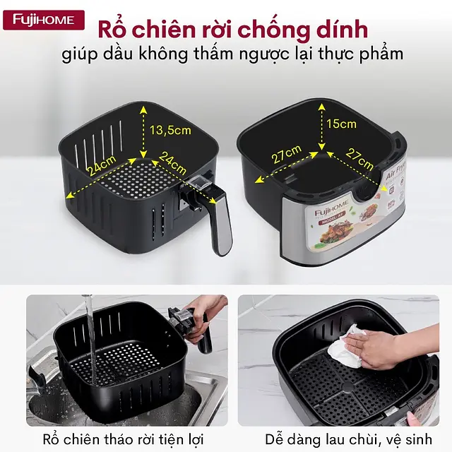 Nồi Chiên Không Dầu 9.2L Nhập Khẩu Fujihome - 7