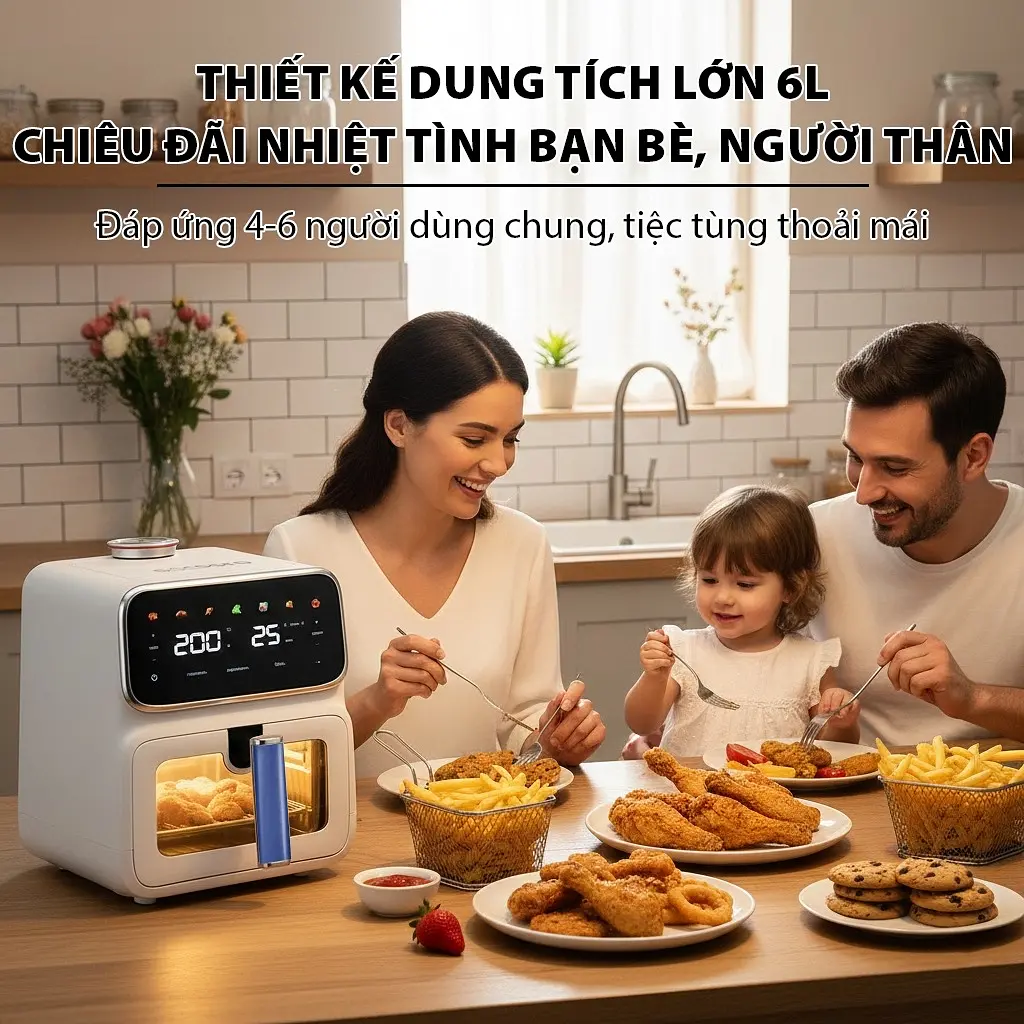 Nồi chiên hơi nước QCOOKO AM-002A dung tích 6L - 6