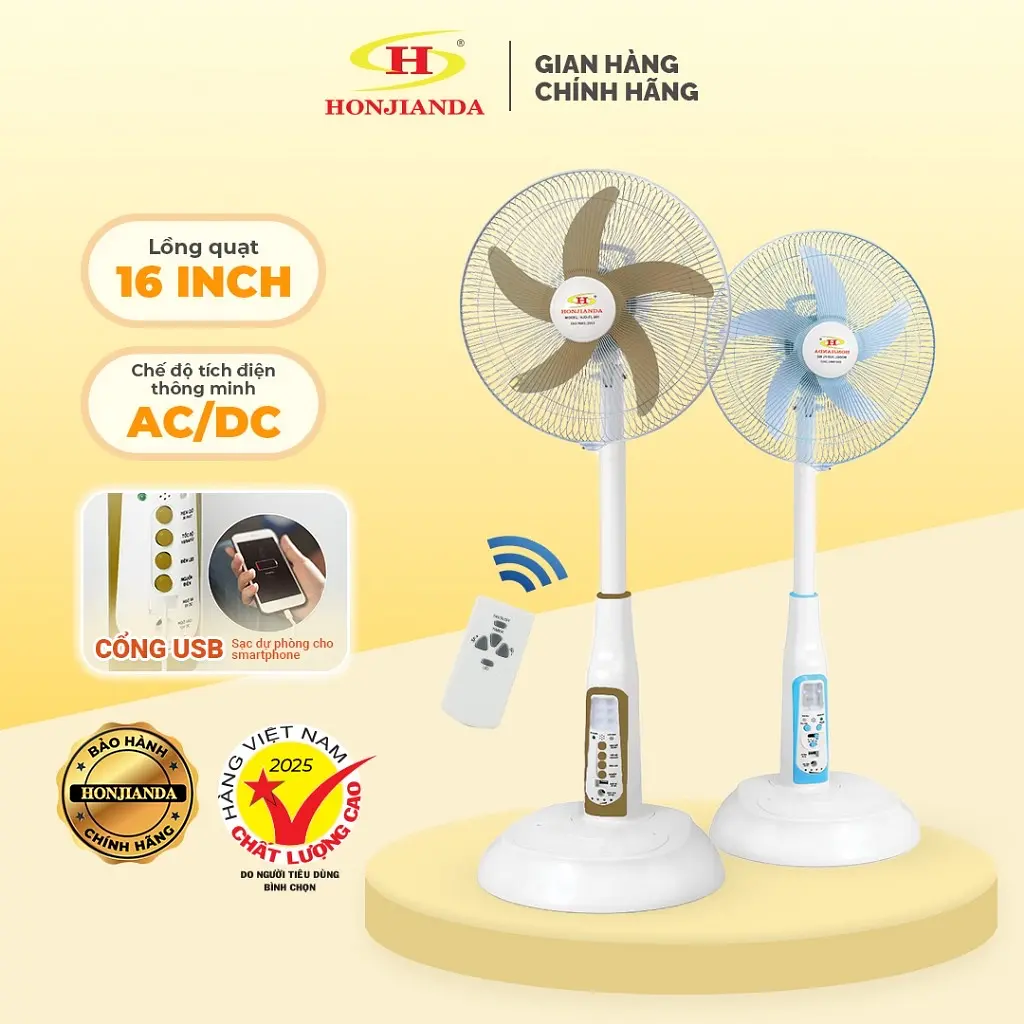 Quạt Sạc Tích Điện kiểu đứng AC&DC 16 inch Honjianda FL601/602 - 1