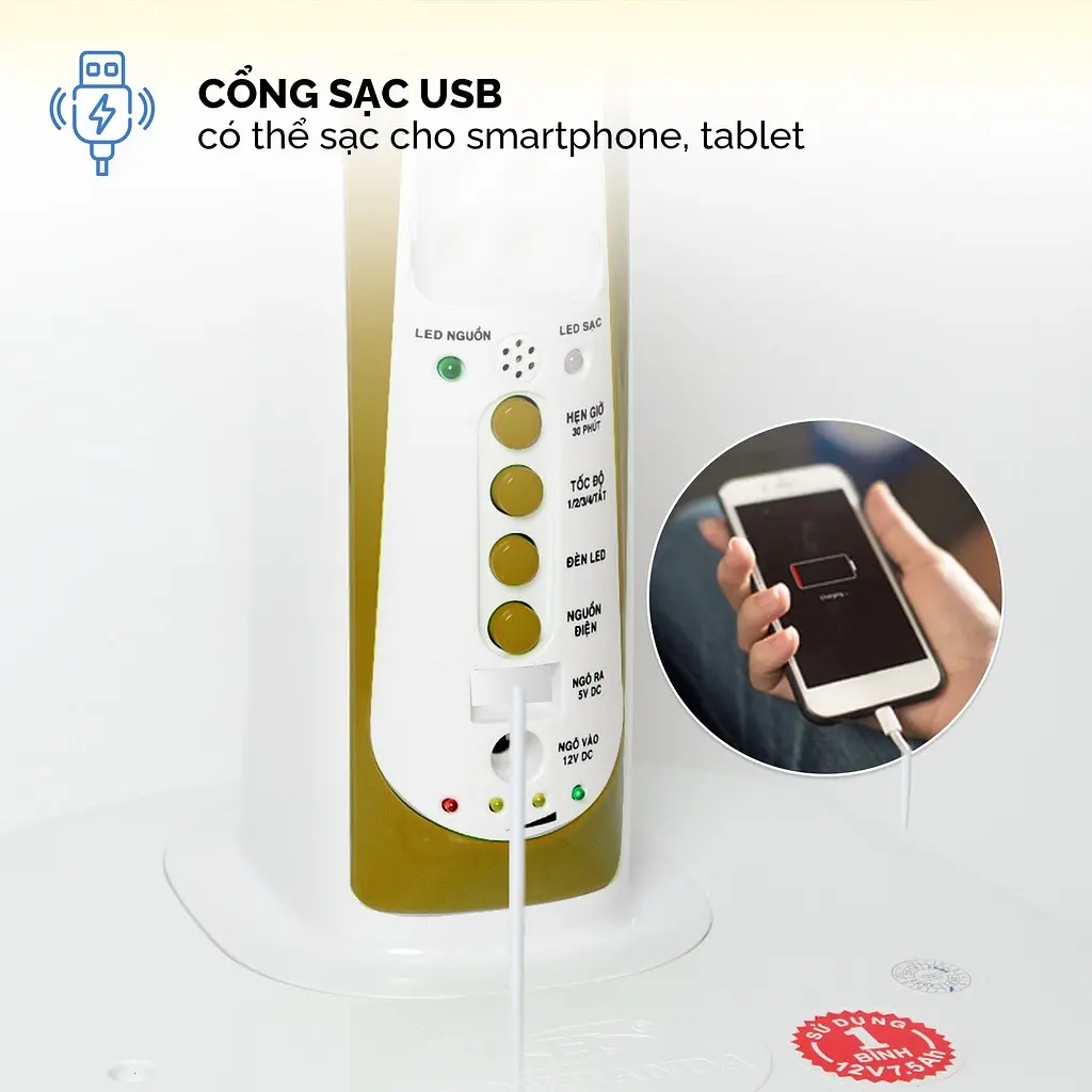 Quạt Sạc Tích Điện kiểu đứng AC&DC 16 inch Honjianda FL601/602 - 5