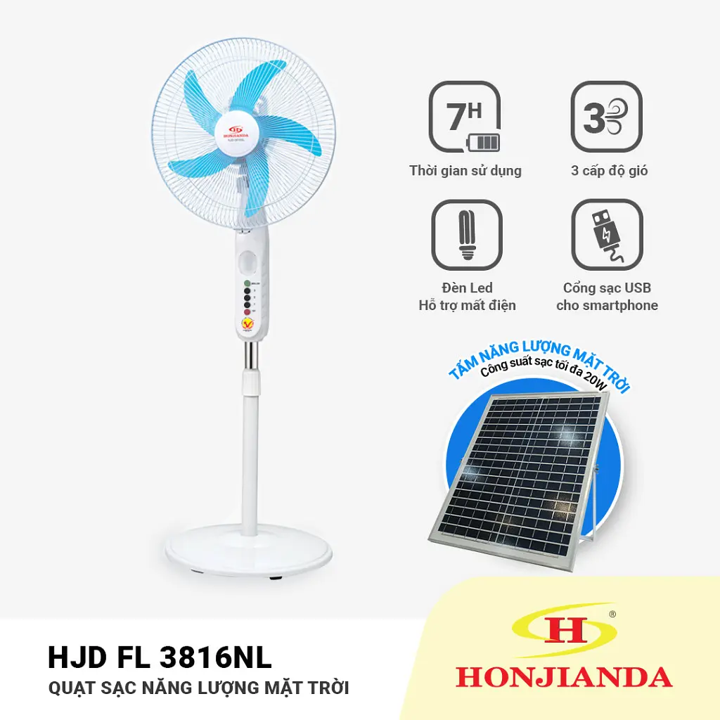 Quạt Sạc Tích Điện kiểu đứng AC&DC 16 inch Honjianda FL601/602 - 10