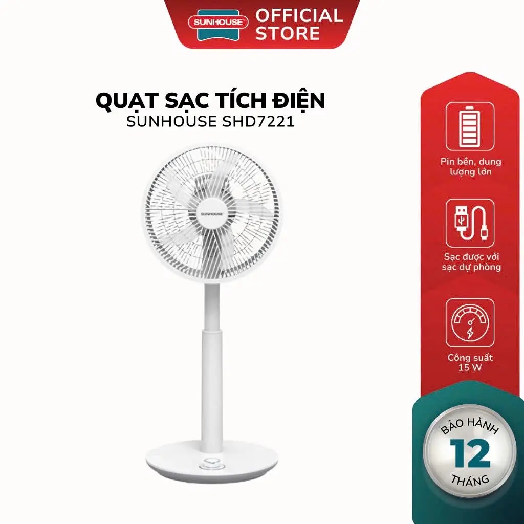 Quạt sạc tích điện Sunhouse SHD7228 - 10