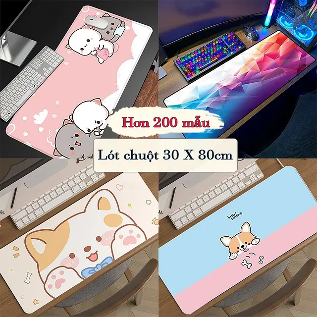 Lót Chuột Cỡ Lớn 30 x 80cm Hơn 100+ Mẫu Để Bàn Di Chuột Đế Cao Su Chống Trượt — ảnh 3