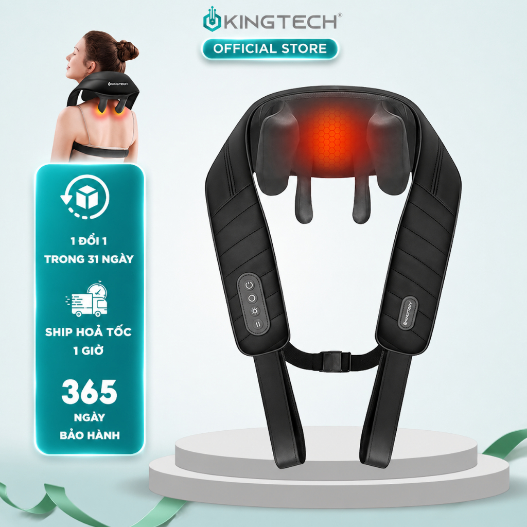 Máy Massage Cổ Vai Gáy KINGTECH S6 – máy massage cổ vai gáy 6d - gối massage cổ vai gáy thư giãn văn phòng