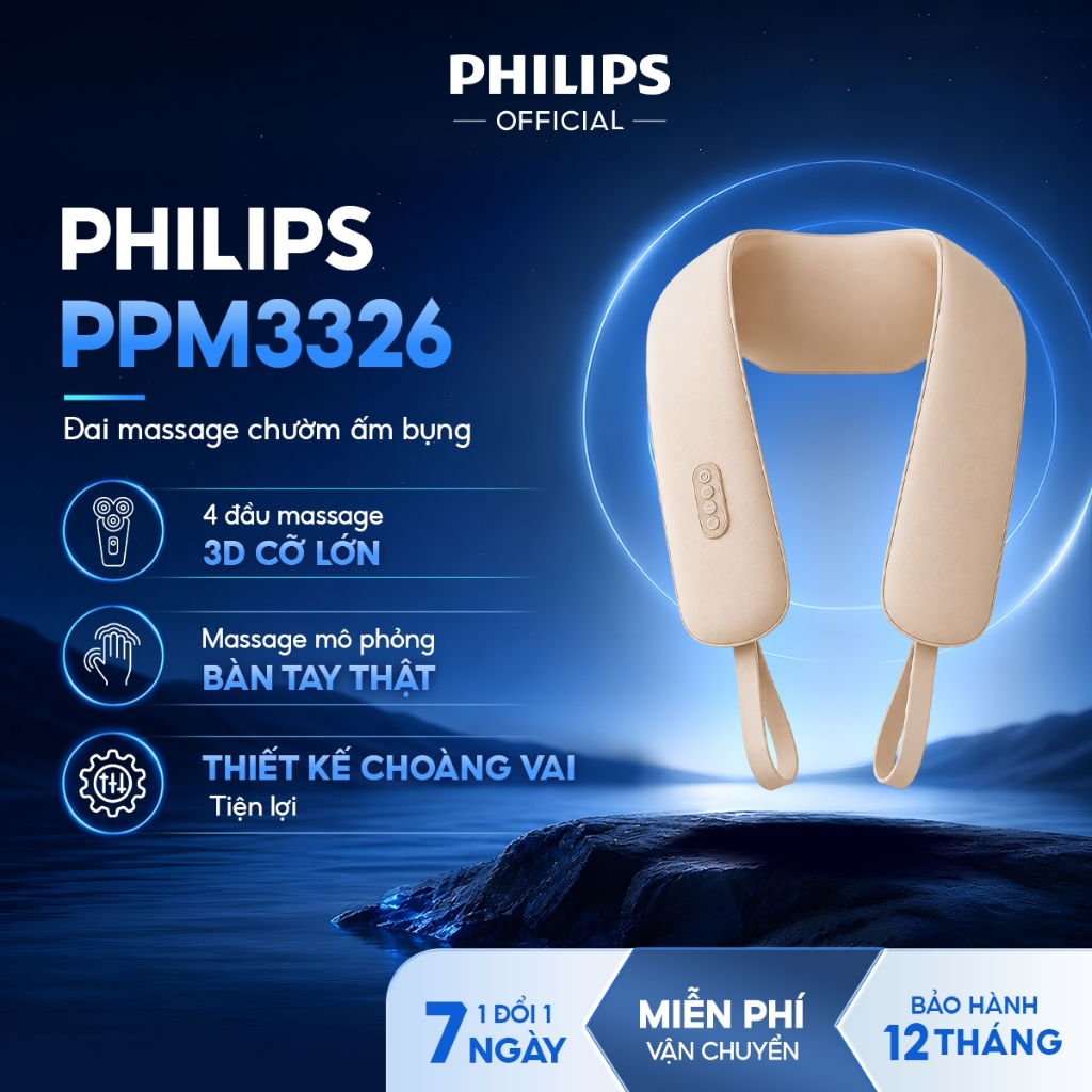 Máy Massage Cổ Vai Gáy PHILIPS 3326 – máy massage cổ vai gáy 6d - gối massage cổ vai gáy thư giãn văn phòng