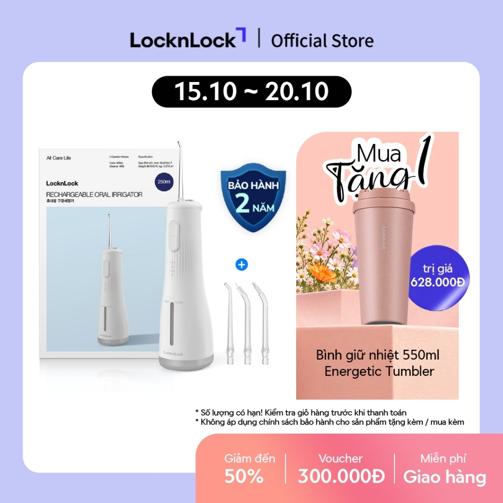 Tăm nước LocknLock ENR154WHT – máy tăm nước