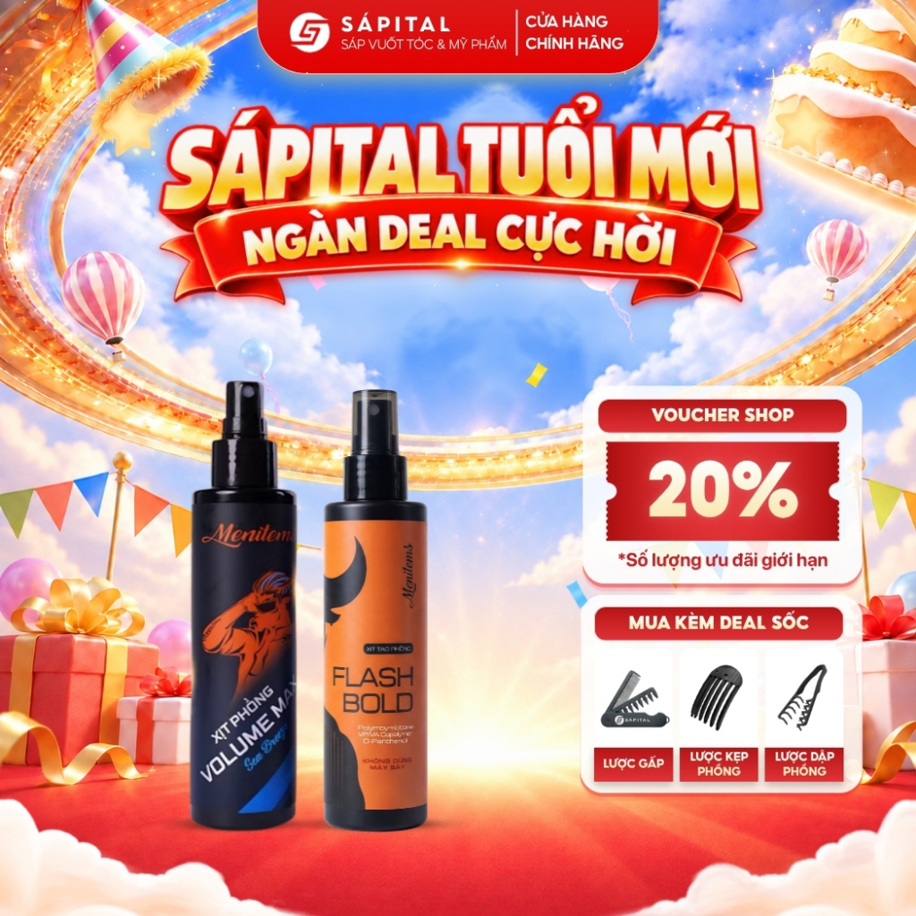 Xịt tạo phồng Menitems Flash Bold – xịt tạo phồng tóc tự nhiên