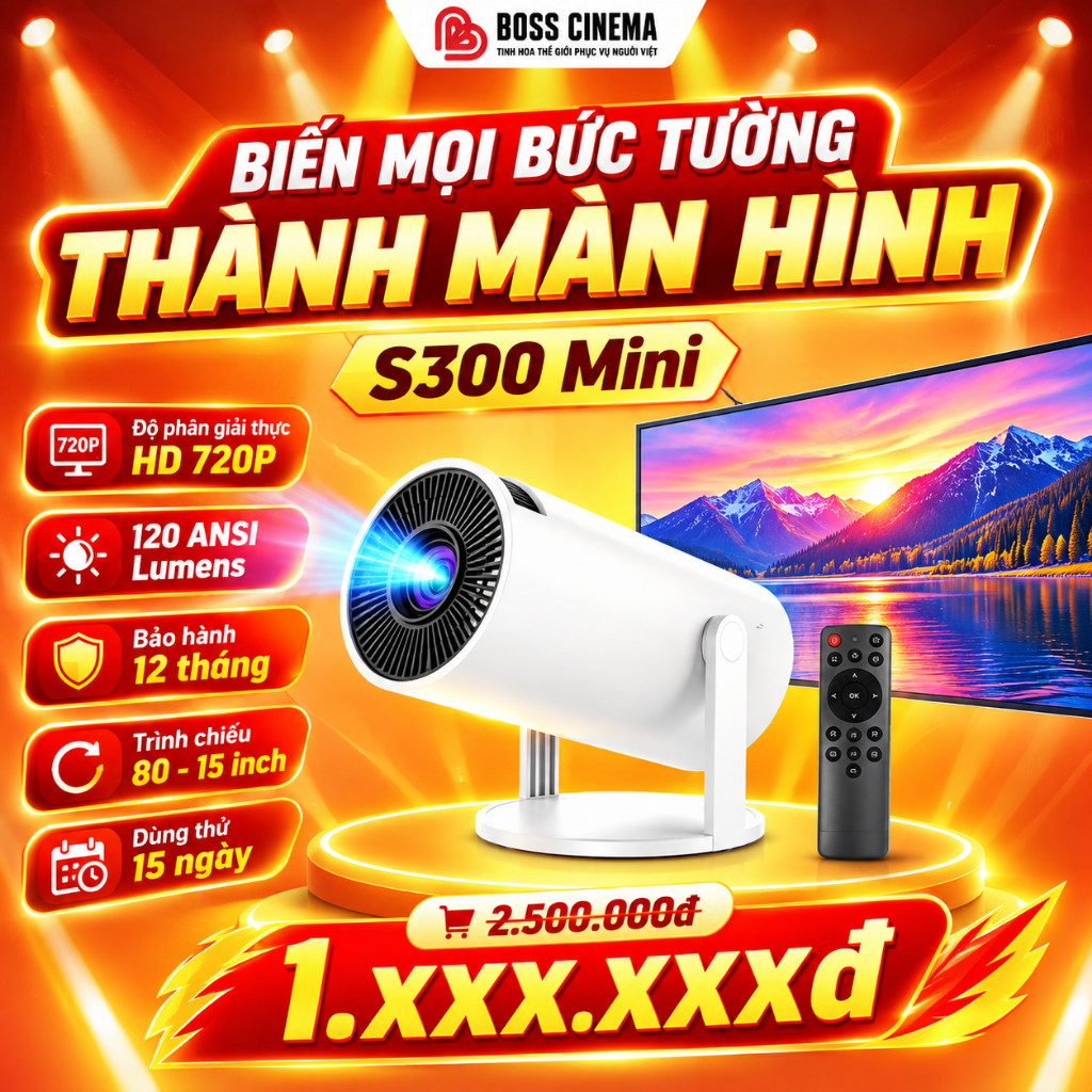 Máy Chiếu Mini HD S300 – máy chiếu mini dưới 4 triệu
