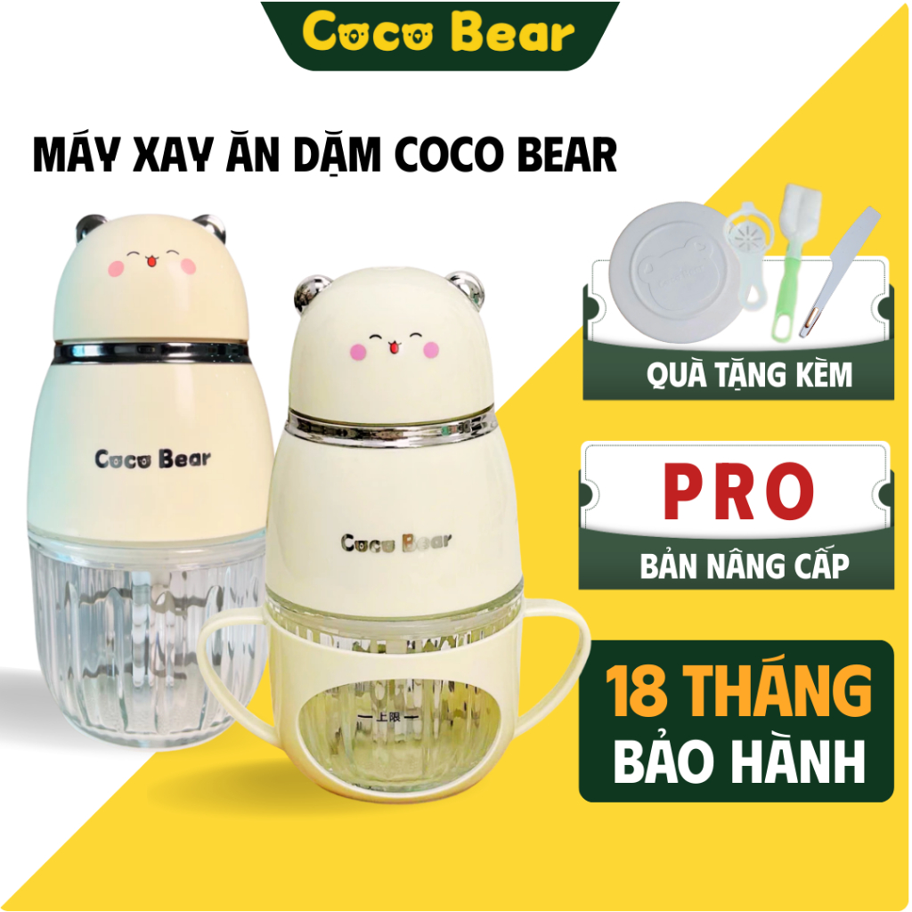 Máy Xay Coco Bear 8 Lưỡi Bản Mới,  Cối Có Tay Cầm, Xay Đồ Ăn Dặm, Thịt, Cháo, Rau Củ Cho Bé – máy xay cầm tay mini