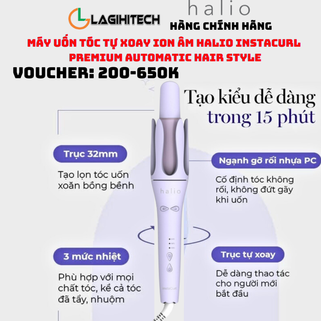 Máy uốn tóc Halio instaCurl – máy uốn tóc tự động