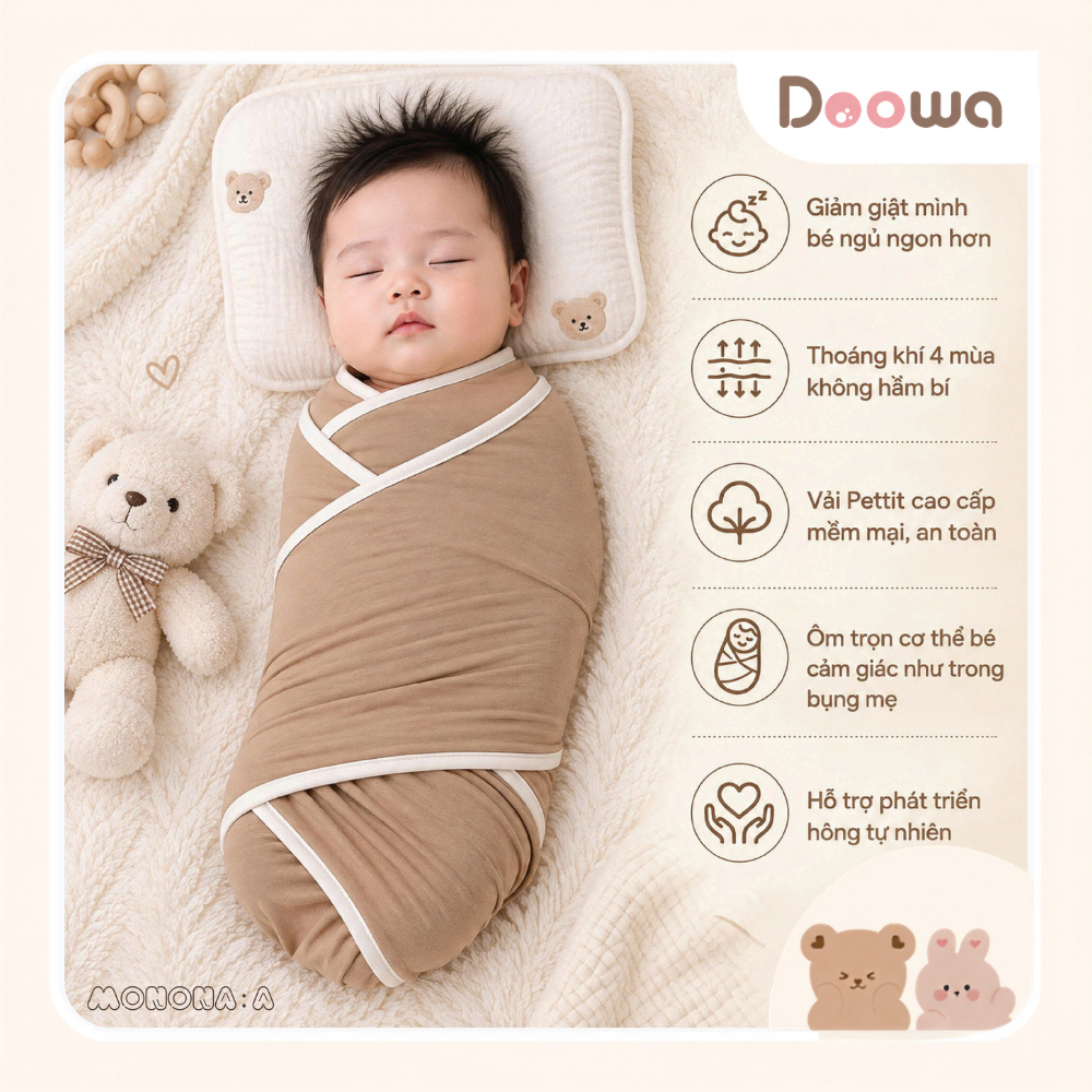 Quấn chống giật mình Monona – nhộng chũn cho trẻ sơ sinh
