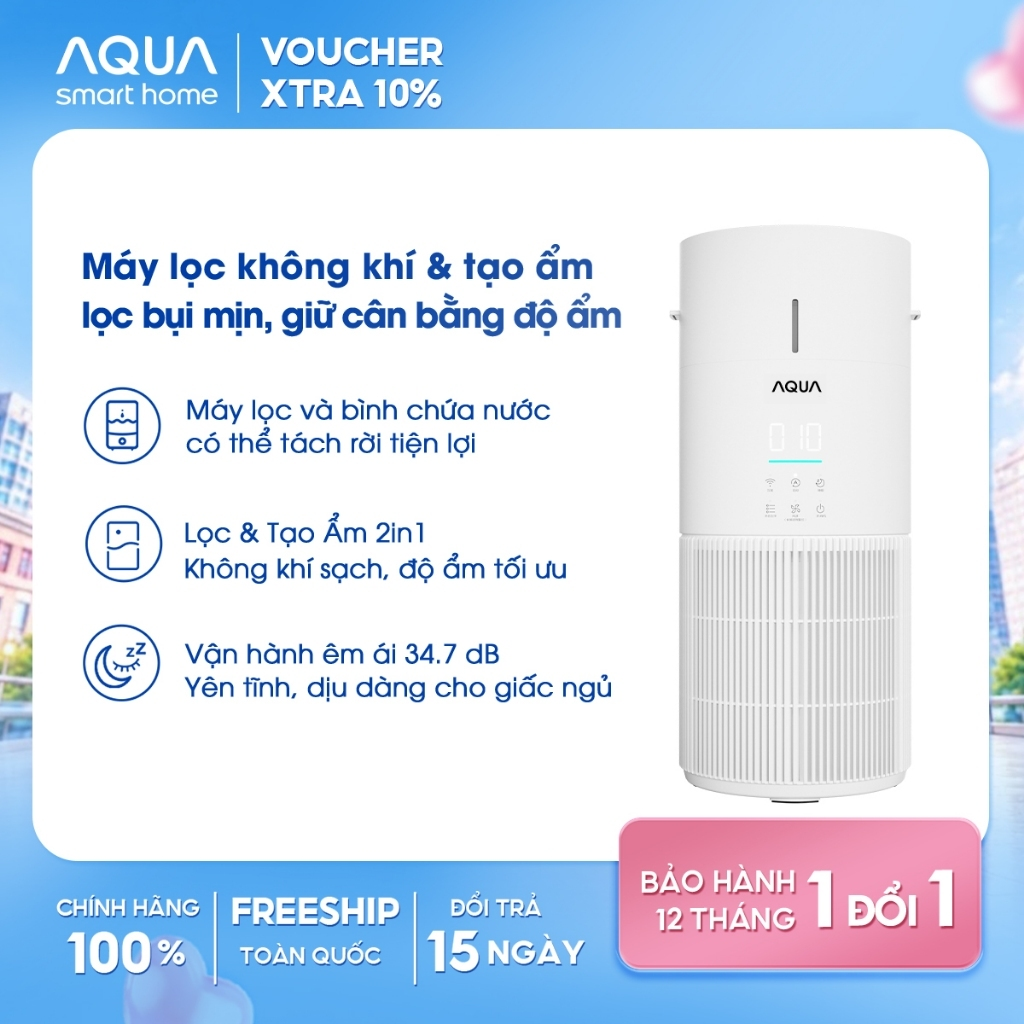 Máy lọc không khí AQUA KJ300F – máy lọc không khí khử mùi cấp ẩm tốt trong tầm giá 10m