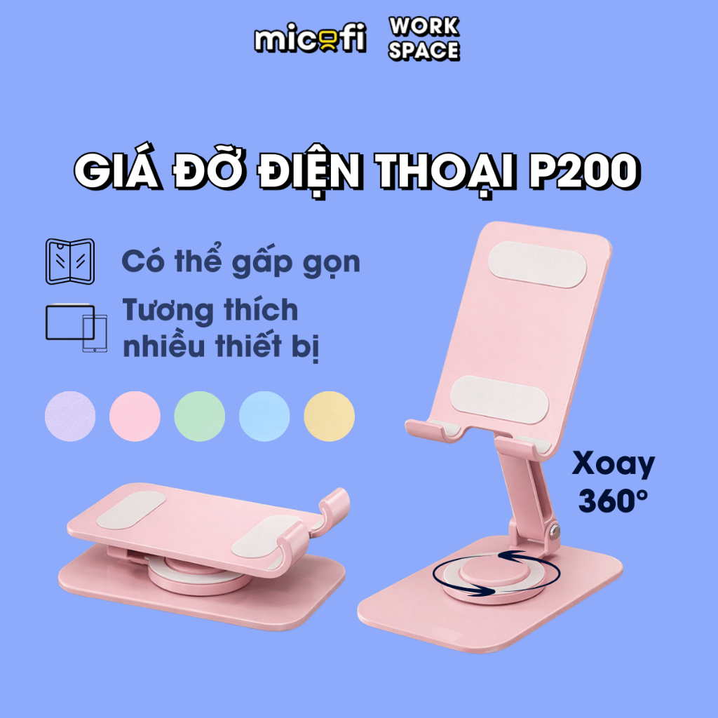 Giá Đỡ Điện Thoại Micofi Giá Đỡ Ipad, Kê Điện Thoại, Đỡ Ipad Xoay 360 Độ, Đỡ Tablet Để Bàn Màu Pastel – giá đỡ điện thoại xoay 360 độ