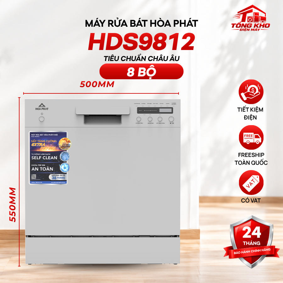Máy rửa bát Hoà Phát HDS9812 – máy rửa bát