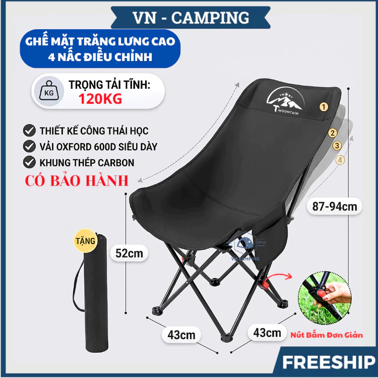 Ghế Camping Gấp Gọn Ngả Lưng Tmountain – ghế cắm trại gấp gọn