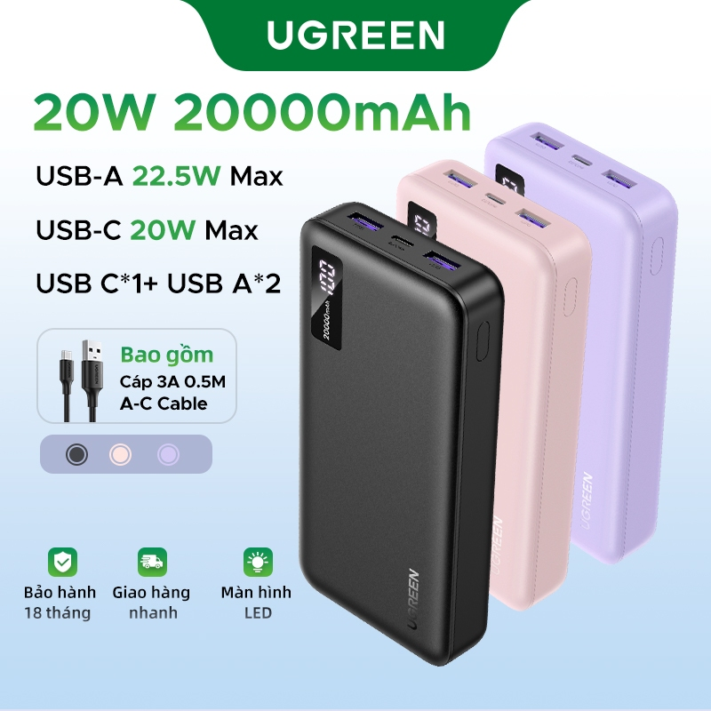 Pin sạc dự phòng UGREEN PD20W – pin sạc dự phòng không dây 10000mah