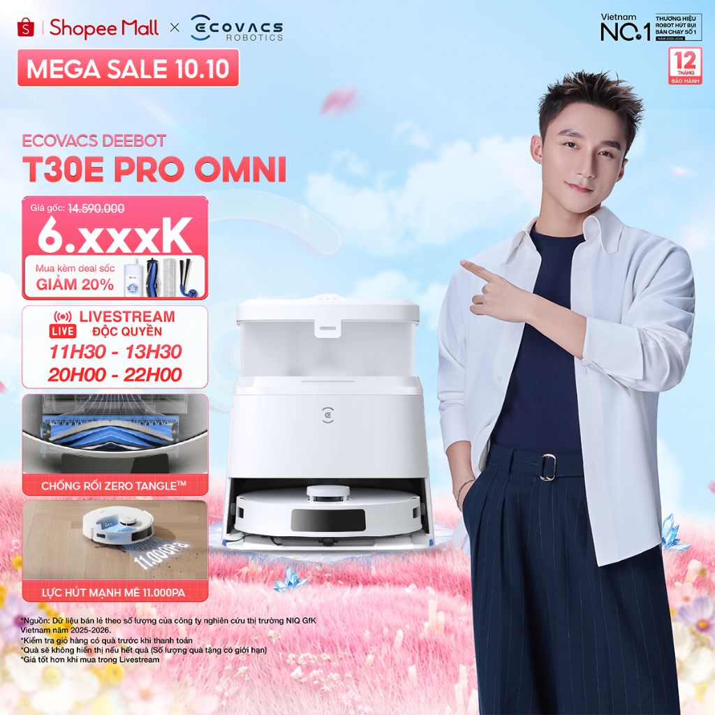 Robot hút bụi Ecovacs T30E – robot hút bụi lau nhà tự động làm sạch dreame l40s ultra robot hút bụi lau nhà dreame bot l20 ultra