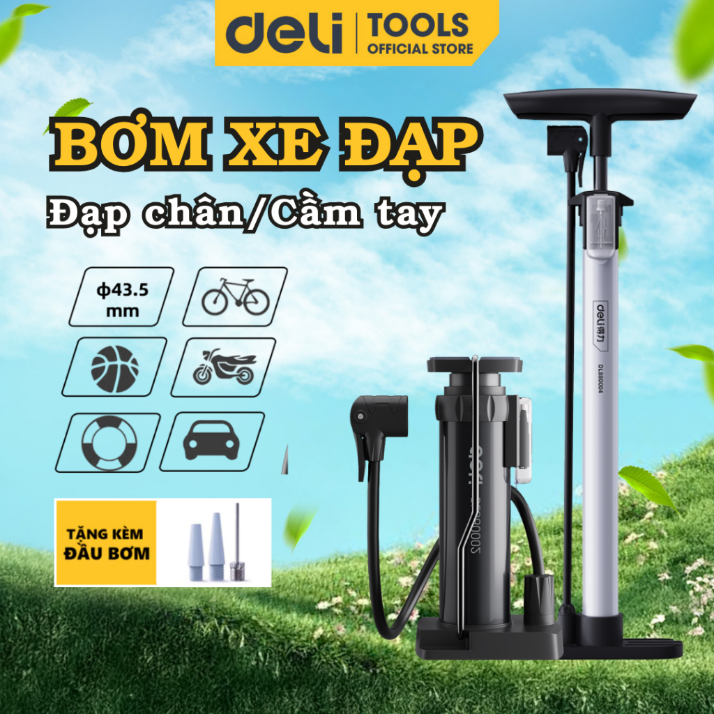Bơm đạp chân Deli CAODL880002 – bơm đạp chân mini