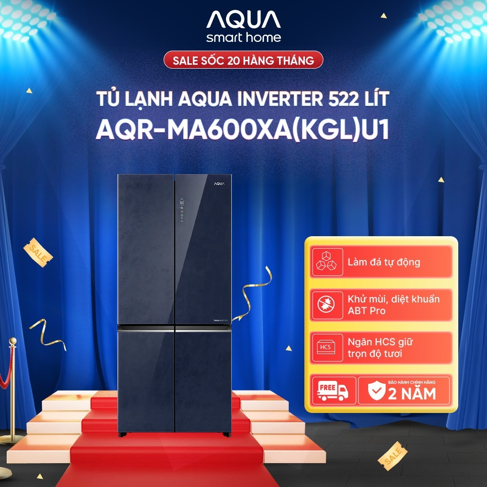 Tủ lạnh Aqua Inverter AQR-MA600XA(KGL)U1 – tủ lạnh 4 cánh